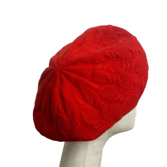 Vintage Carson Pirie Scott Beret Hat One Size Red Lambswool Angora Rabbit Knit main image 5